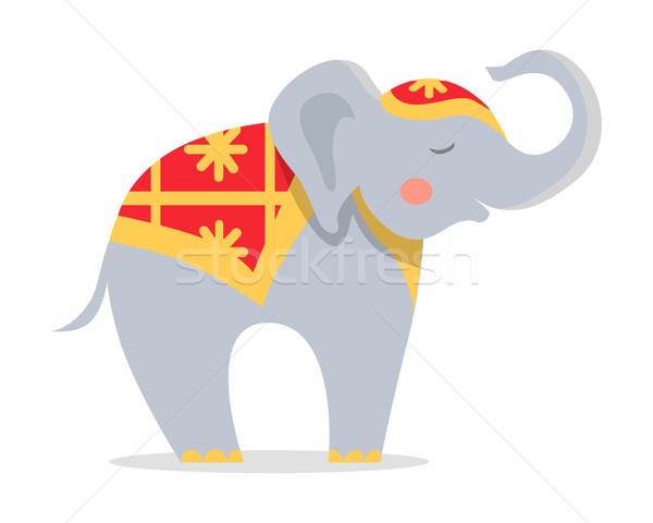 Cure Elephant in Ornamented Cape Flat Vector Icon Stock photo © robuart