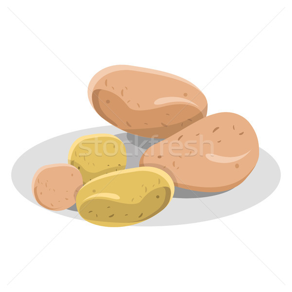 New and Pink Potatoes on White Plate Illustration Stock photo © robuart