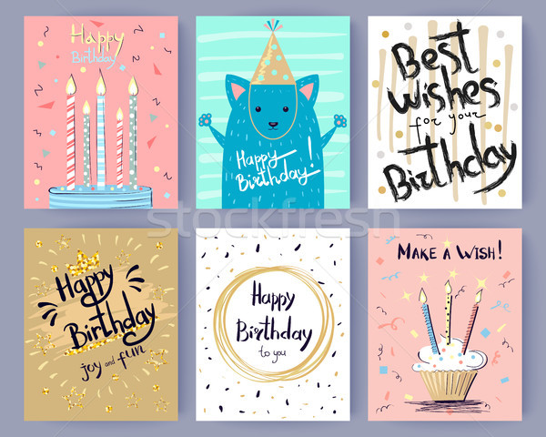 Happy Birthday Collection of Creative Postcards Stock photo © robuart