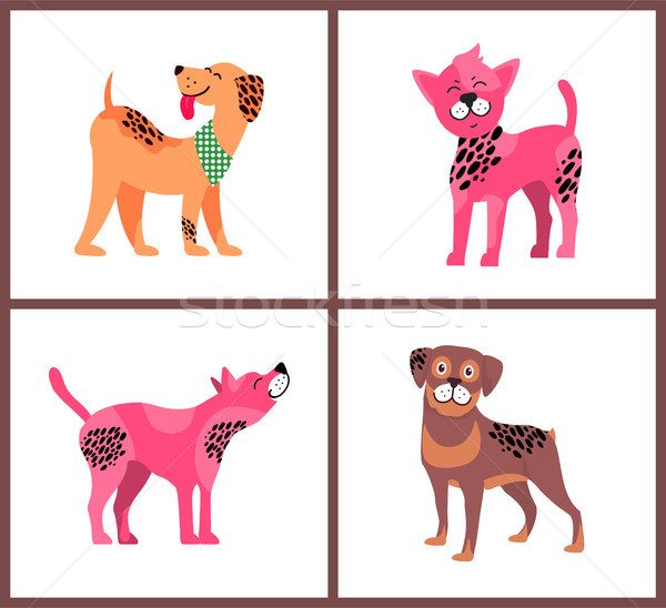 Dogs of Pure Breeds Isolated Illustrations Set Stock photo © robuart