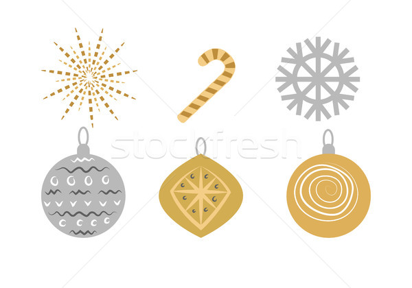 Stockfoto: Traditioneel · christmas · ingesteld · decoraties · witte · collectie