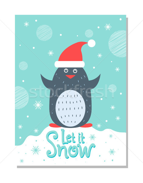 Let it Snow Greeting Christmas Card with Penguin Stock photo © robuart