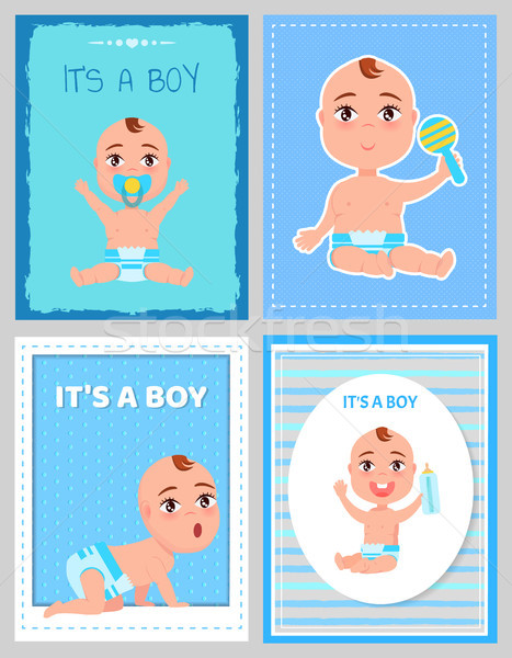 Chłopca plakaty zestaw niemowlę pielucha Zdjęcia stock © robuart