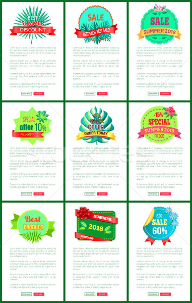 Stock photo: Seasonal Discount Sale Labels Tropical Vector Web