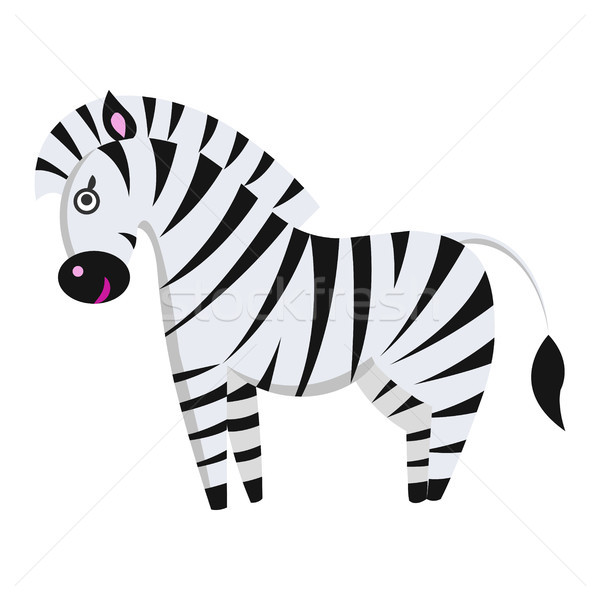 Cute Zebra Cartoon Flat Vector Sticker or Icon Stock photo © robuart