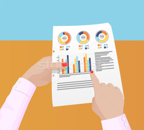 Various Statistics Data in Female Hands Poster Stock photo © robuart
