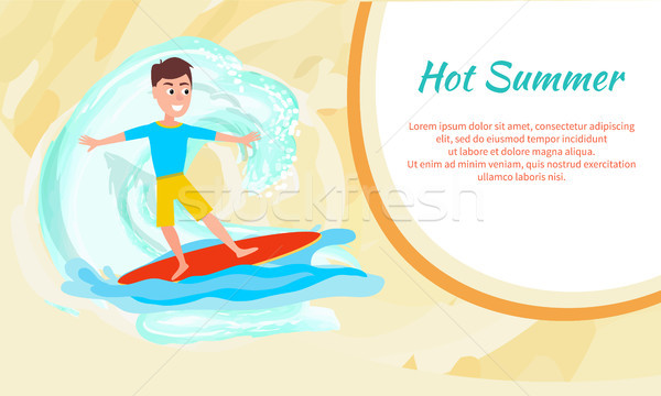 Hot Summer Poster with Surfing Boy Sport Activity Stock photo © robuart