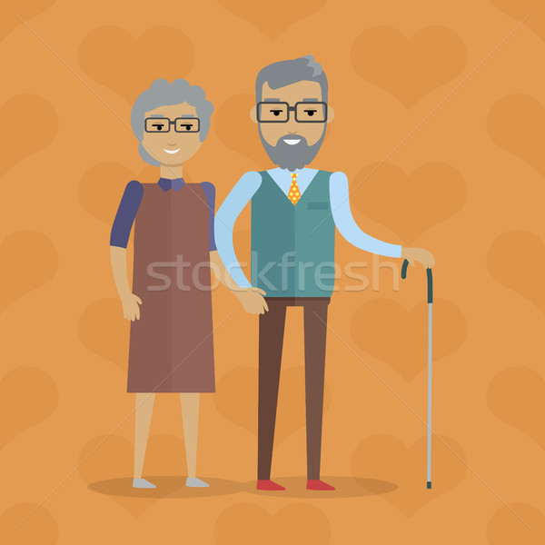 Elderly Couple Vector Illustration in Flat Design Stock photo © robuart