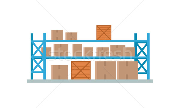 Weltweit Halle Gebäude Logistik Container Versandkosten Stock foto © robuart