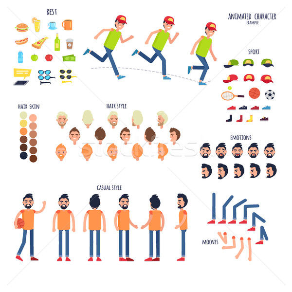 Character Set with Body Parts and Rest Things Stock photo © robuart