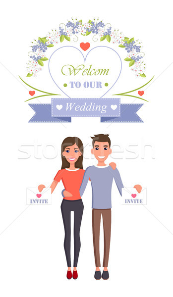 Welcome to Our Wedding Invite Vector Illustration Stock photo © robuart