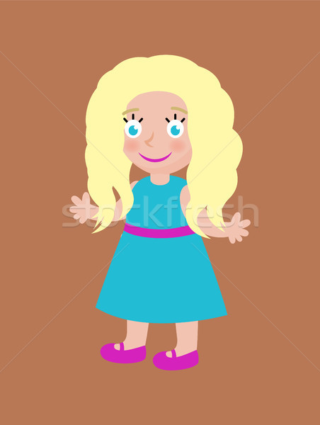 Blonde Doll with Long Hair and Big Blue Eye Vector Stock photo © robuart