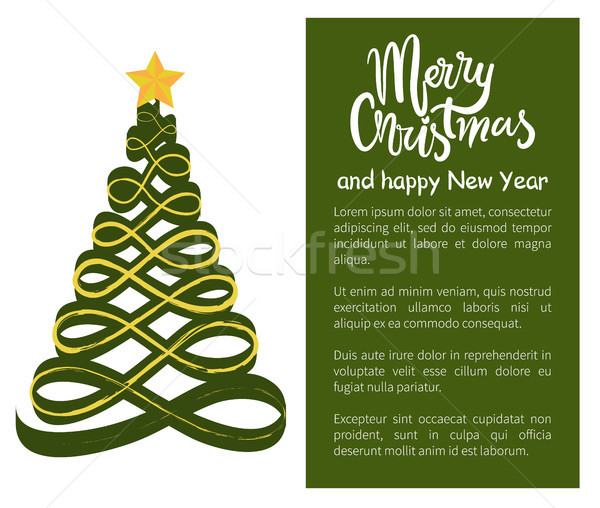 Stok fotoğraf: Neşeli · Noel · happy · new · year · poster · ağaç · dalgalı