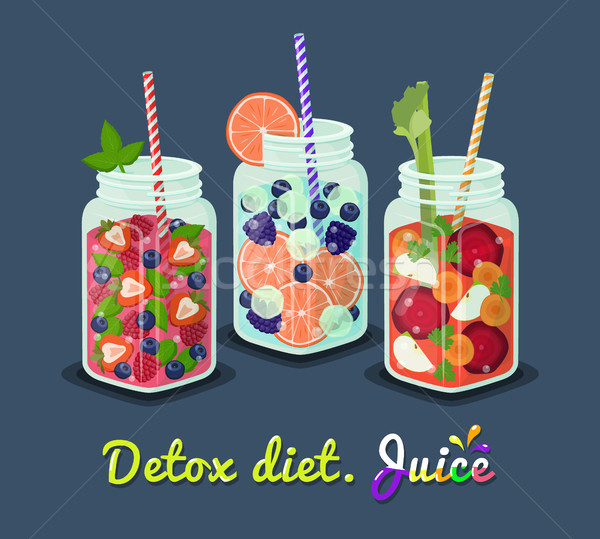 Stock photo: Detox Diet Mug Fresh Drink Vector Illustration