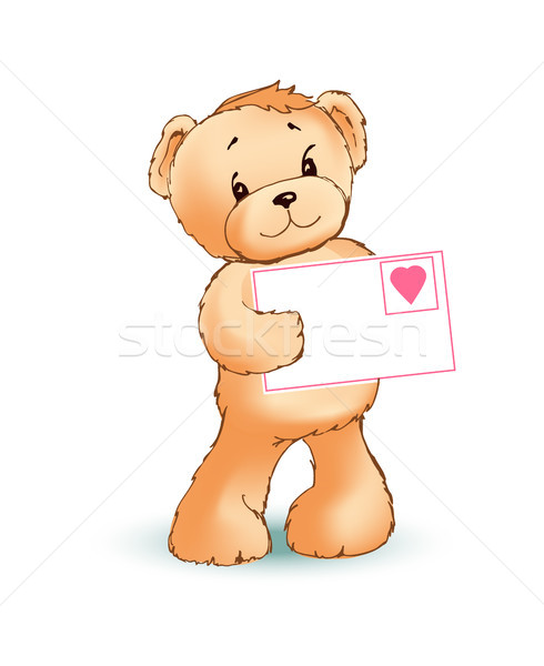 Teddybeer liefde brief verlegen stemming Stockfoto © robuart