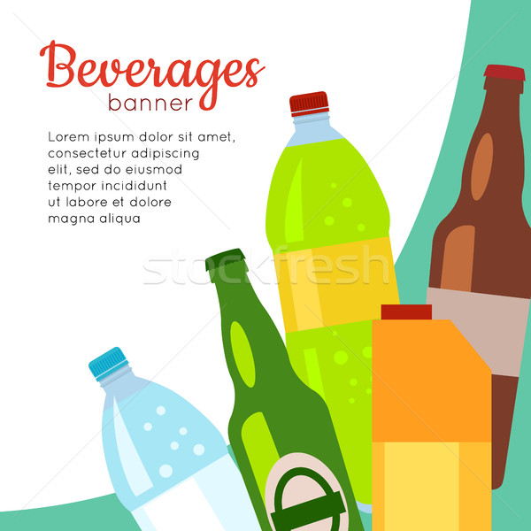 Beverages Banner. Set of Drinks in Bottles Stock photo © robuart