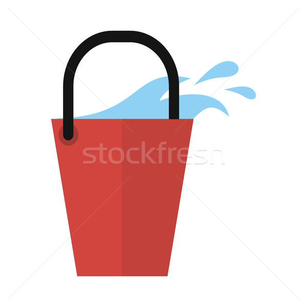 Red bucket Icon with Water Isolated. Cleaning Tool Stock photo © robuart