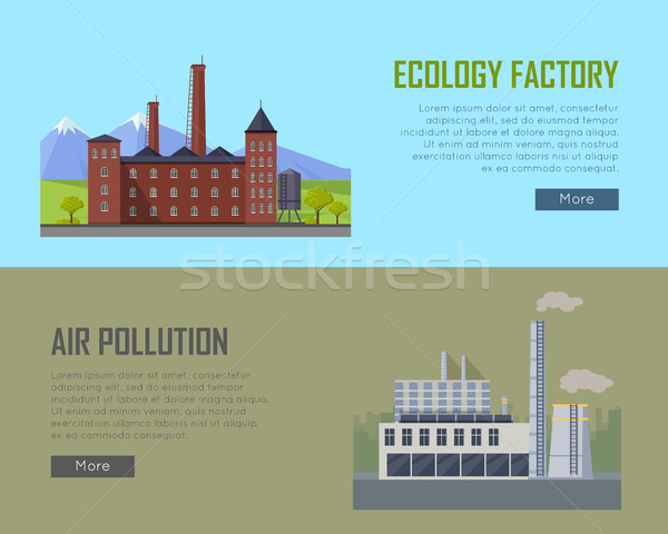 Ecology Factory and Air Pollution Plant Banners. Stock photo © robuart