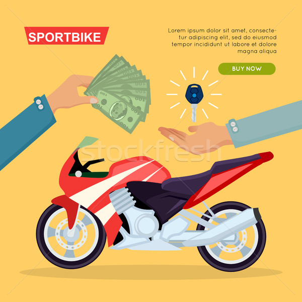 Kéz kulcs folyamat vásárol motorbicikli illusztráció Stock fotó © robuart