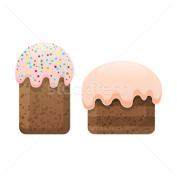 Easter Cakes White Topping Decorated with Caramels Stock photo © robuart