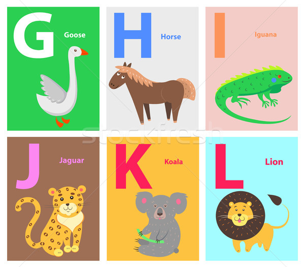 Alphabet with Cute Cartoon Animal Flat Vector Set Stock photo © robuart