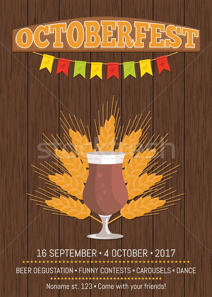 Octoberfest Promotional Poster with Beer Glass Stock photo © robuart