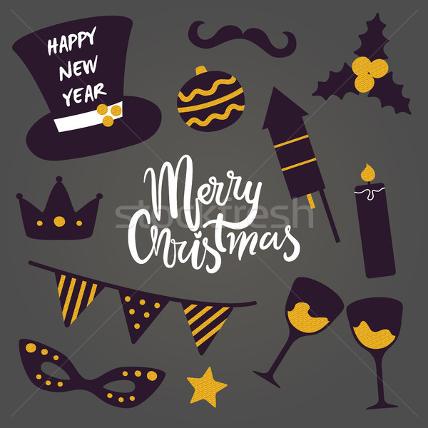 Merry Christmas Happy New Year Vector Pattern Stock photo © robuart