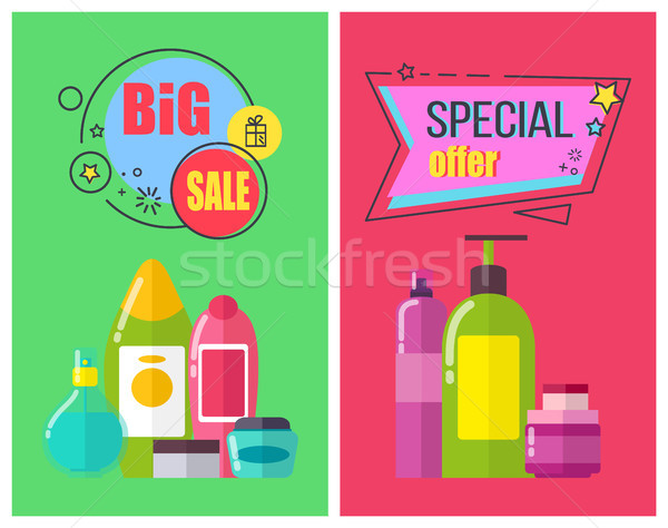 Nagy vásár termékek promóciós plakátok aromás Stock fotó © robuart