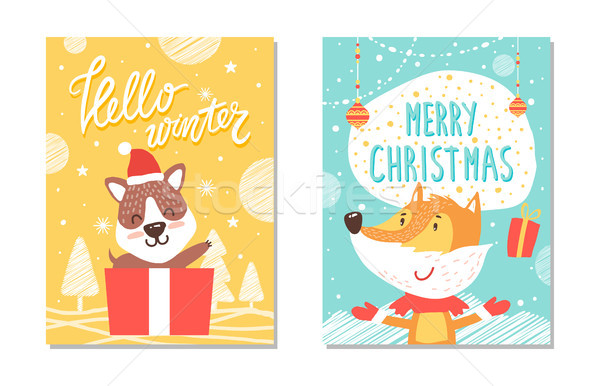 [[stock_photo]]: Bonjour · hiver · Noël · affiche · joyeux · affiches