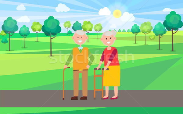 Granny and Granddad Poster Vector Illustration Stock photo © robuart