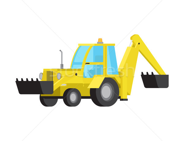 Foto stock: Excavadora · cubo · vector · aislado · amarillo · blanco