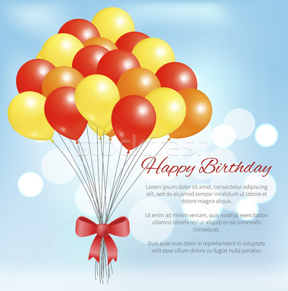 Alles Gute zum Geburtstag Postkarte Ballons groß Party Dekorationen Stock foto © robuart