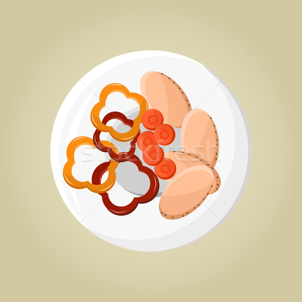 Plate with Pepper and Carrot Vector Illustration Stock photo © robuart