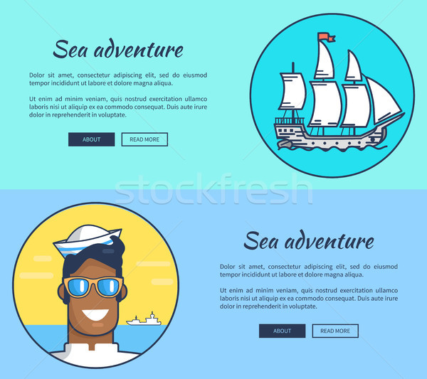Set of Sea Adventure Banners with Inscriptions Stock photo © robuart