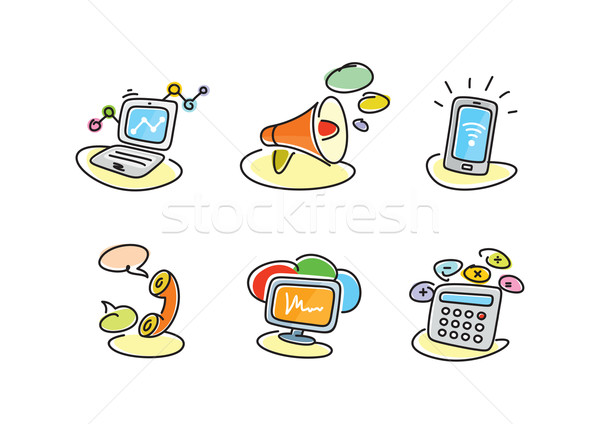 Electronic device icons in cartoon style Stock photo © robuart