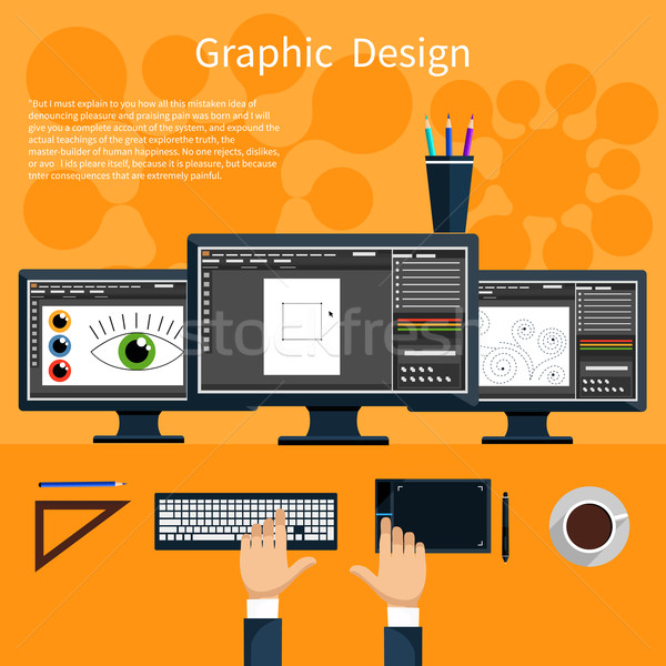Stockfoto: Grafisch · ontwerp · ontwerper · tools · concept · software · ontwerp