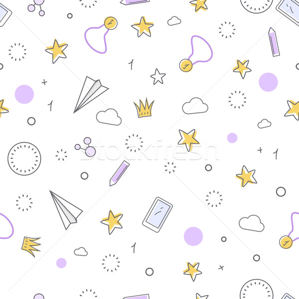 Stock photo: Successful Icons Seamless Pattern. Favourite Items