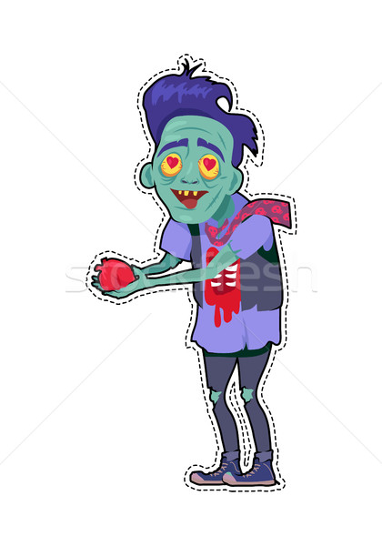 Zombie Valentine Man Flat Vector Illustration Stock photo © robuart