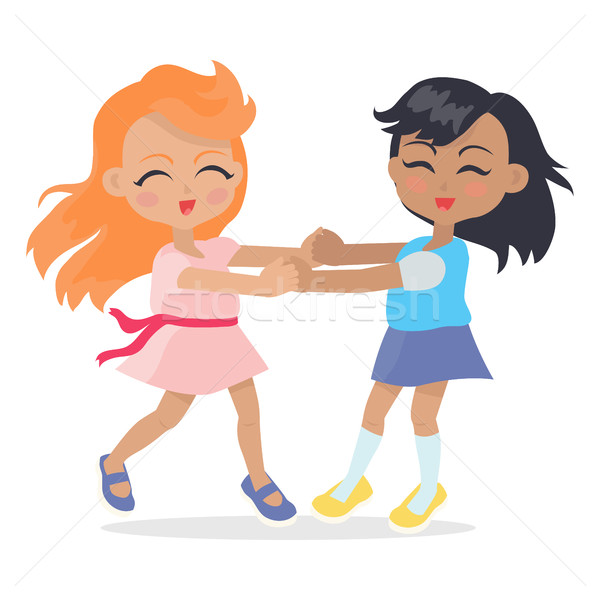 Girls Singing and Dancing in Ring Isolated Stock photo © robuart