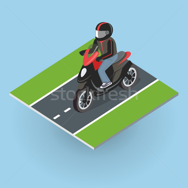 Motor Bike on the Road. Top View Stock photo © robuart