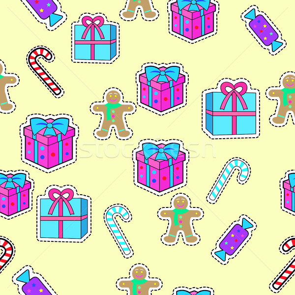 Gift Boxes, Candy Sticks, Gingerbread Boy Seamless Stock photo © robuart