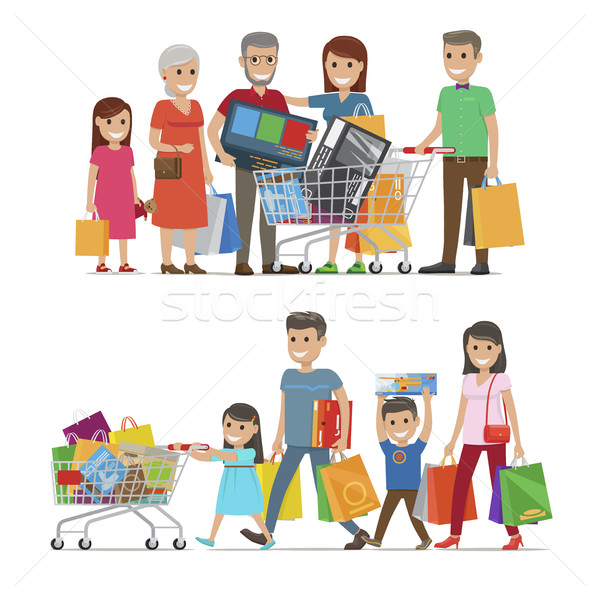 Families Shopping Concept Vector Illustration Stock photo © robuart