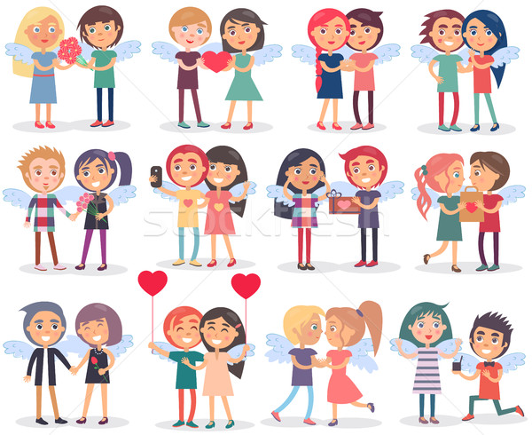 Couples on Valentine's Day on White Background Stock photo © robuart