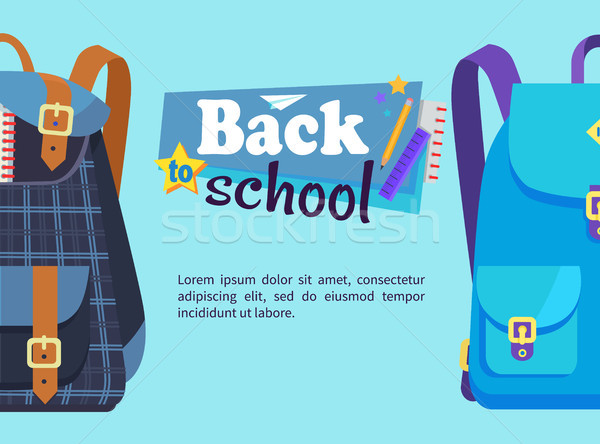 Back to School Poster with Schoolchild Rucksack Stock photo © robuart