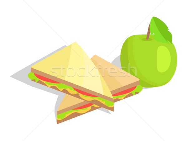 Triangular Sandwich with Lettuce and Green Apple Stock photo © robuart