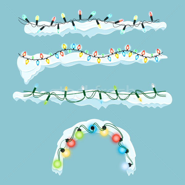 Colorful Garlands on Snow Vector Illustration Stock photo © robuart