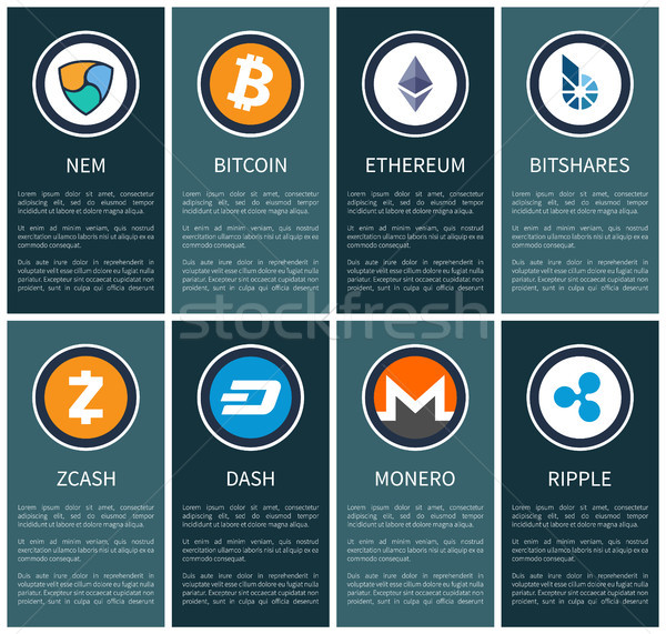 Stock photo: Cryptocurrency Symbols on Vertical Promo Posters