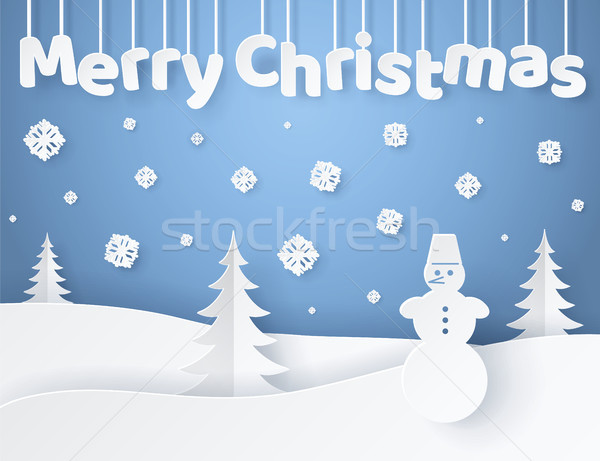 Merry Christmas Paper Banner Vector Illustration Stock photo © robuart