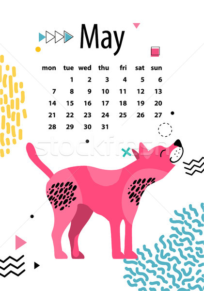May Calendar 2018 with American Hairless Terrier Stock photo © robuart
