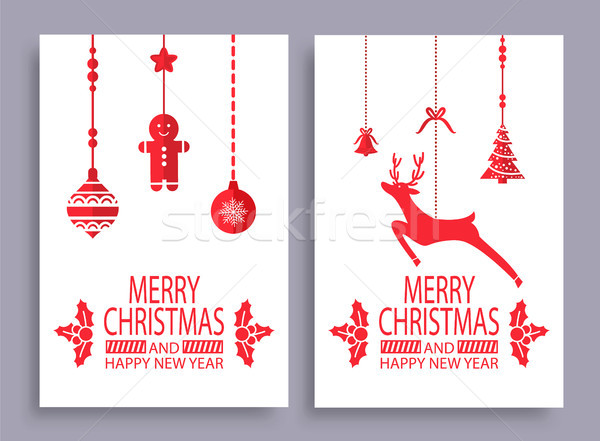 Merry Christmas and Happy New Year Colorful Poster Stock photo © robuart